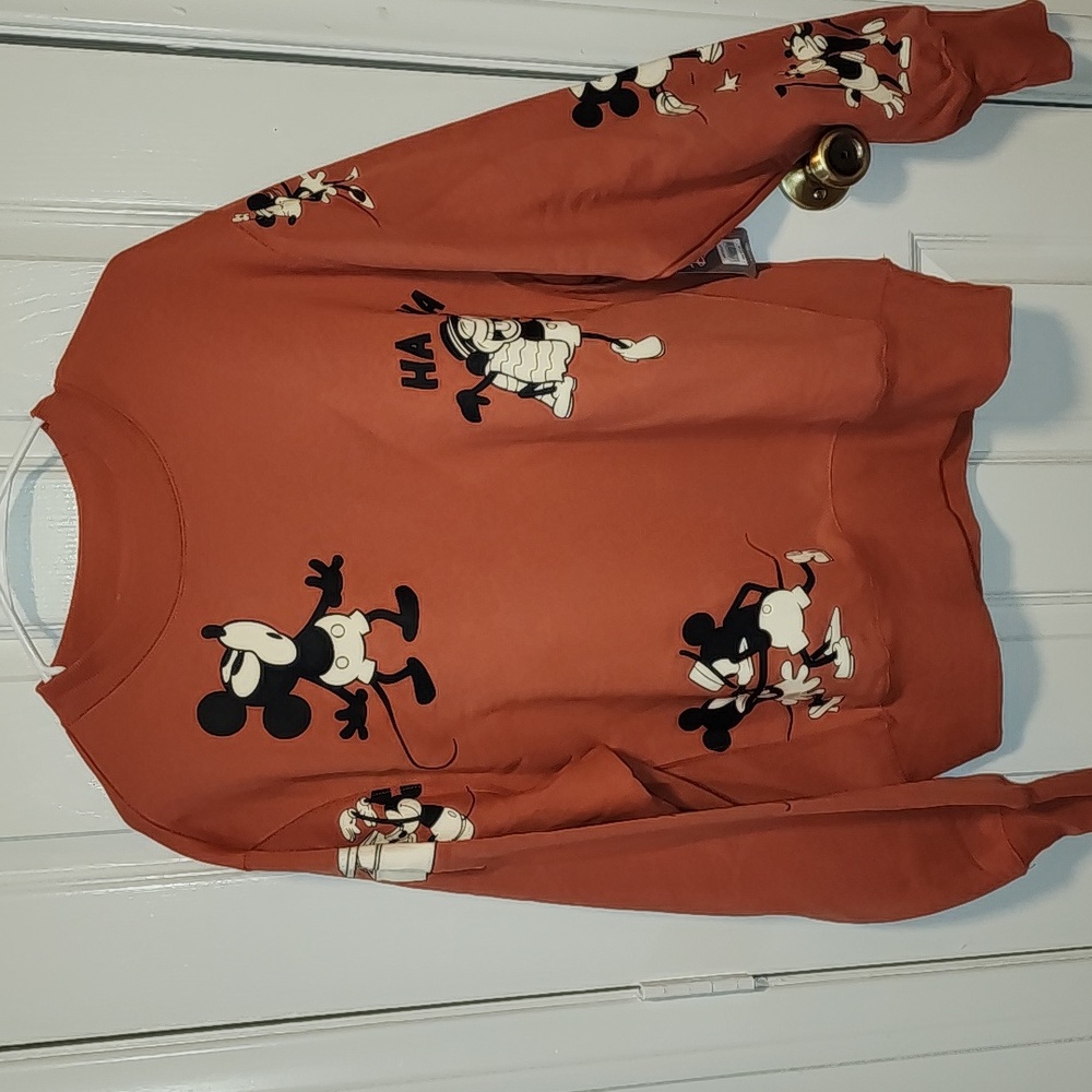 NWT Mickey Orange Crewneck Sweater